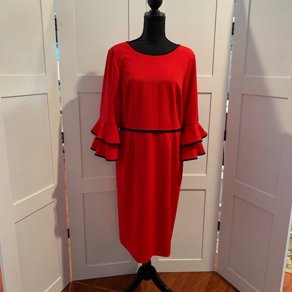 Ruffled sleeve RED dress